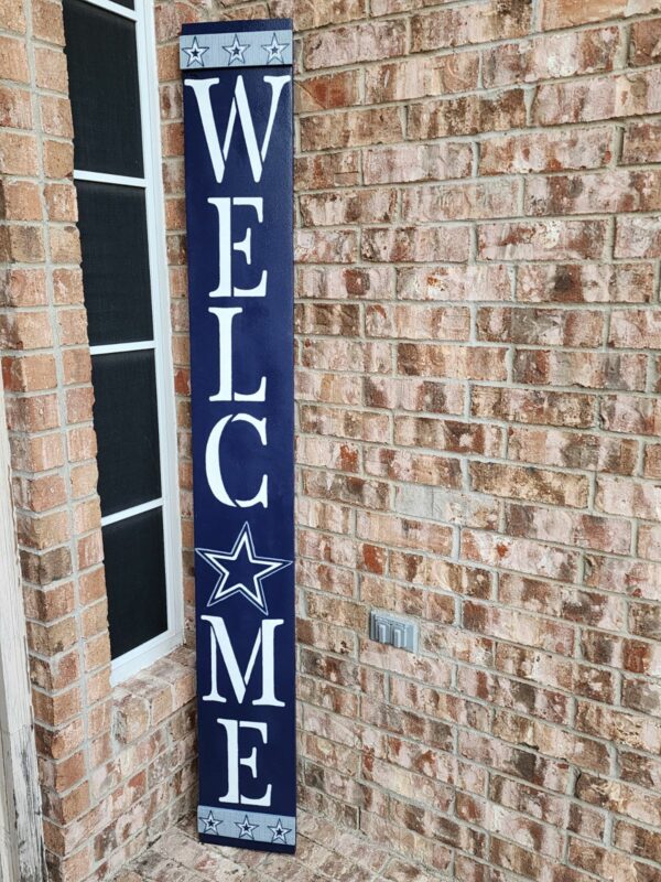 Blue/White Welcome Porch Leaner